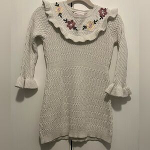 Little lass toddler girl white/cream knit sweater dress long sleeve. Size 3T